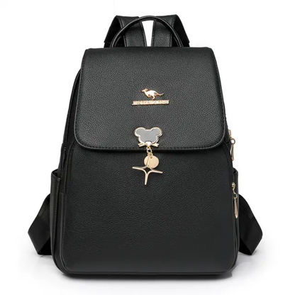Elegant Faux Leather Women's Backpack with Charms
