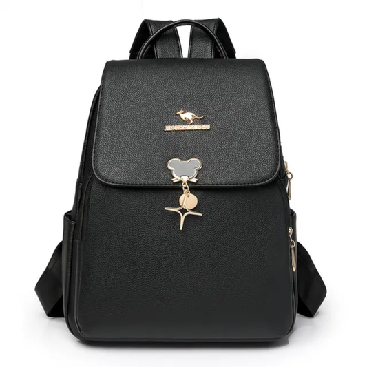 Elegant Faux Leather Women's Backpack with Charms
