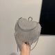 Silver Dazzle Heart Clutch | Crystal Fringe Party Handbag image 2