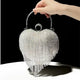 Silver Dazzle Heart Clutch | Crystal Fringe Party Handbag image 4