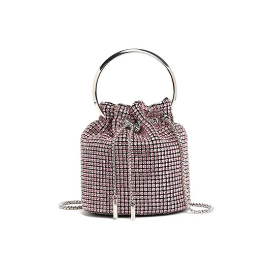 Dazzling Rose Gold Rhinestone Potli Clutch Bag with Kada Handle & Sling
