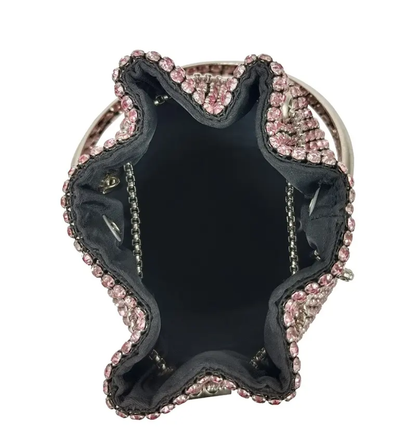 Dazzling Rose Gold Rhinestone Potli Clutch Bag with Kada Handle & Sling