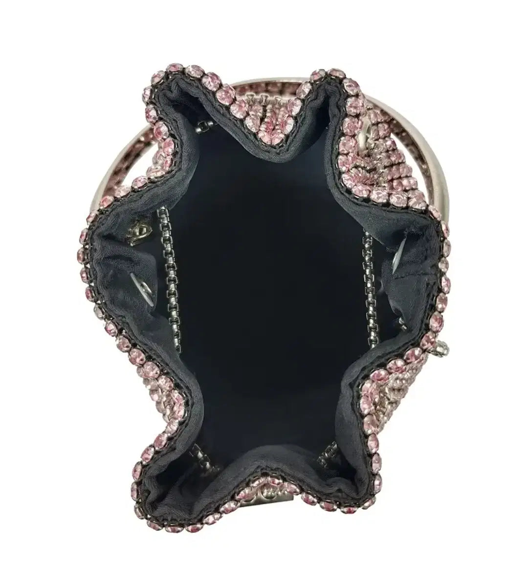 Dazzling Rose Gold Rhinestone Potli Clutch Bag with Kada Handle & Sling
