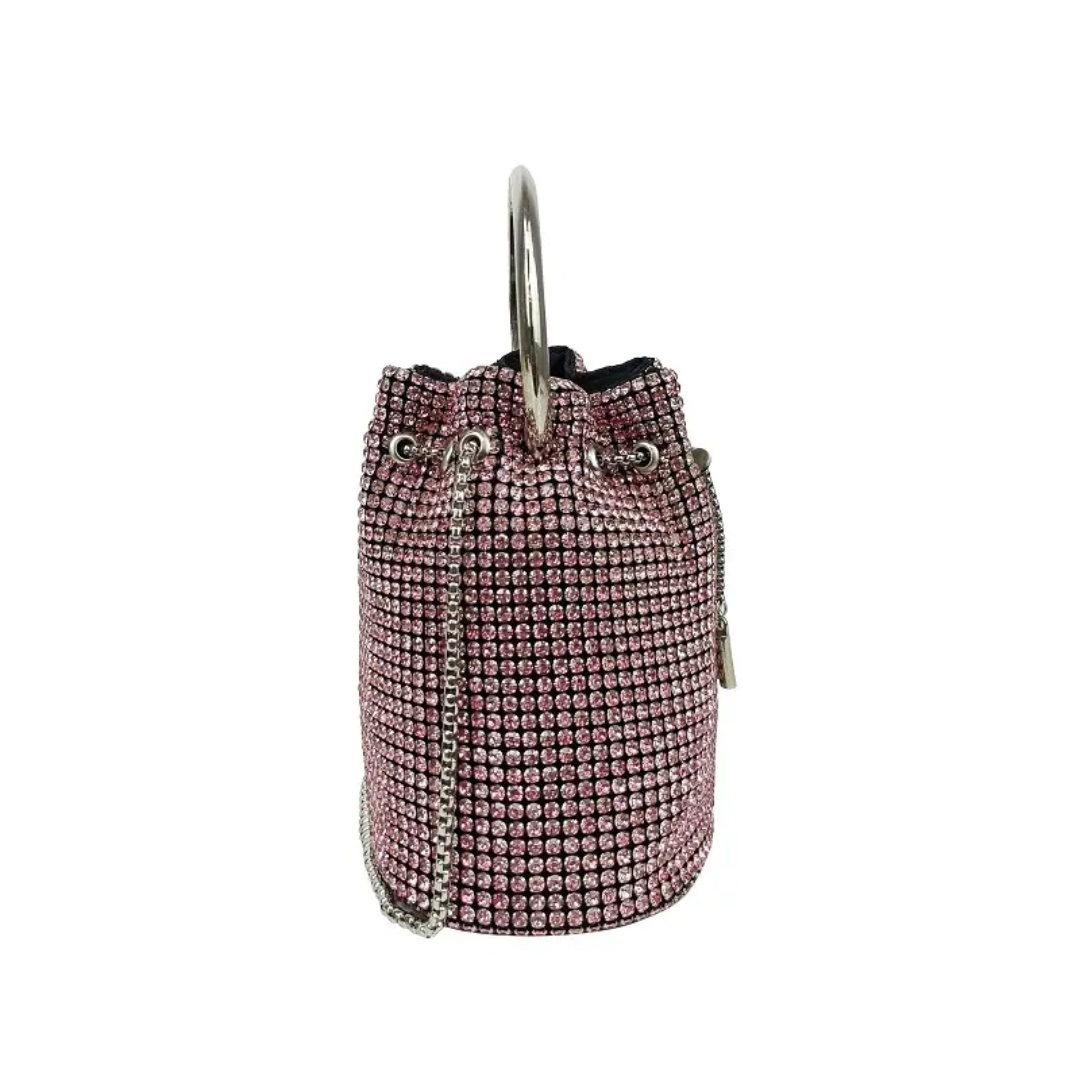 Dazzling Rose Gold Rhinestone Potli Clutch Bag with Kada Handle & Sling