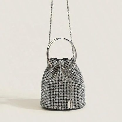 Dazzling Silver Rhinestone Potli Clutch Bag with Kada Handle & Sling