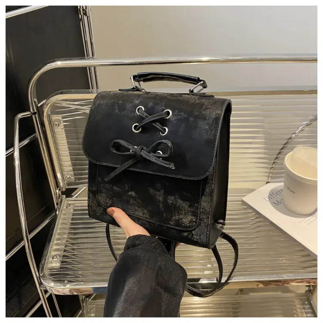 Velvet Convertible Sling Backpack Black