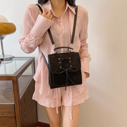 Velvet Convertible Sling Backpack Black