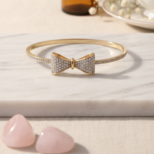 Premium Bow Shaped Anti Tarnish Designer Adjustable Bracelet Gold