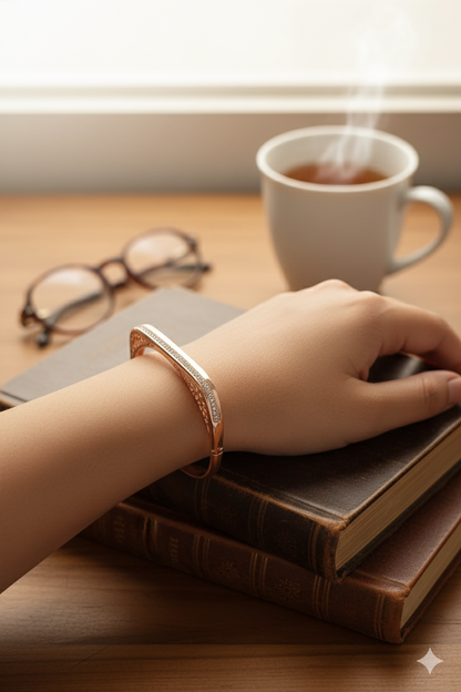 Premium Square Shaped Anti Tarnish Designer Adjustable Bracelet Rose Gold
