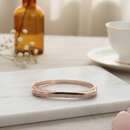 Premium Square Shaped Anti Tarnish Designer Adjustable Bracelet Rose Gold