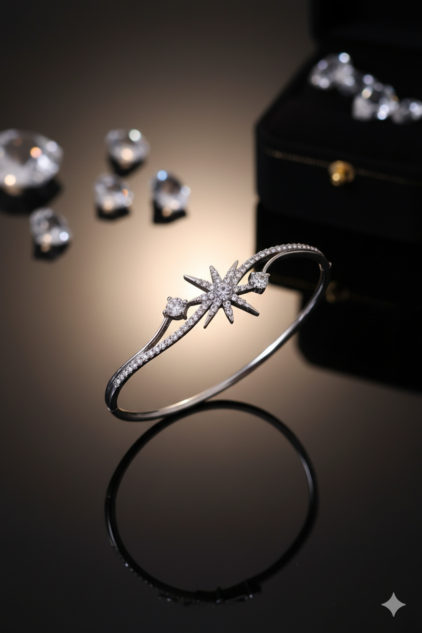 Premium Star Shaped Anti Tarnish Designer Adjustable Bracelet Silver