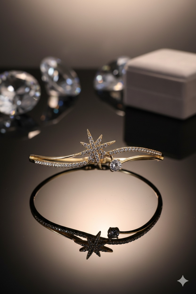 Premium Star Shaped Anti Tarnish Designer Adjustable Bracelet Gold