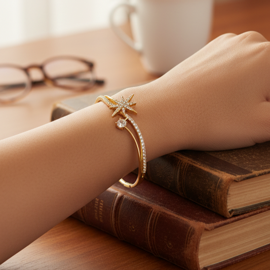 Premium Star Shaped Anti Tarnish Designer Adjustable Bracelet Gold