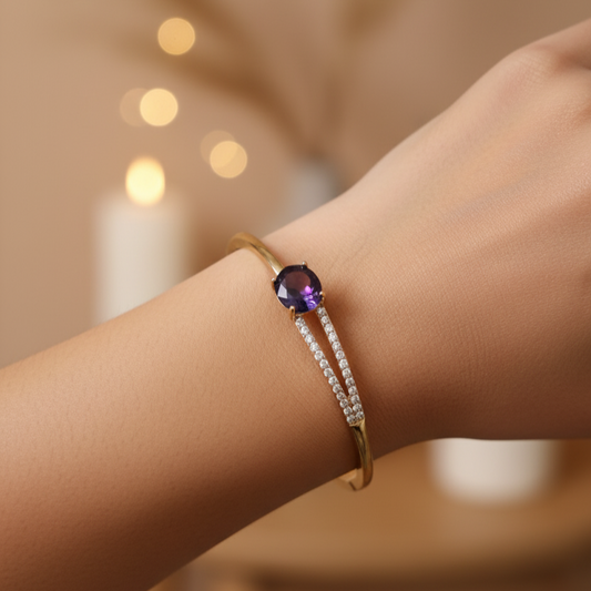 Premium Radiance Purple Anti Tarnish Designer Adjustable Bracelet Gold