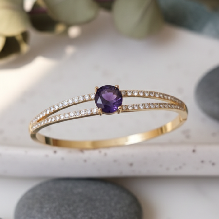 Premium Radiance Purple Anti Tarnish Designer Adjustable Bracelet Gold