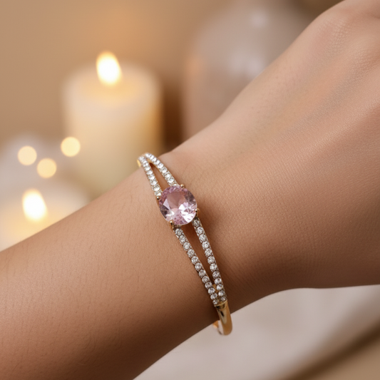 Premium Radiance Pink Anti Tarnish Designer Adjustable Bracelet Gold