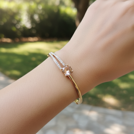 Premium Radiance Peach Anti Tarnish Designer Adjustable Bracelet Gold