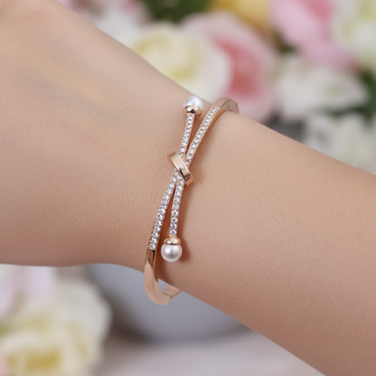 Premium Knot Pearl Anti Tarnish Adjustable Bracelet Rose Gold