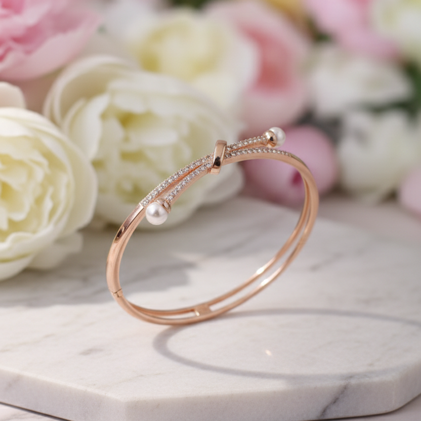 Premium Knot Pearl Anti Tarnish Adjustable Bracelet Rose Gold