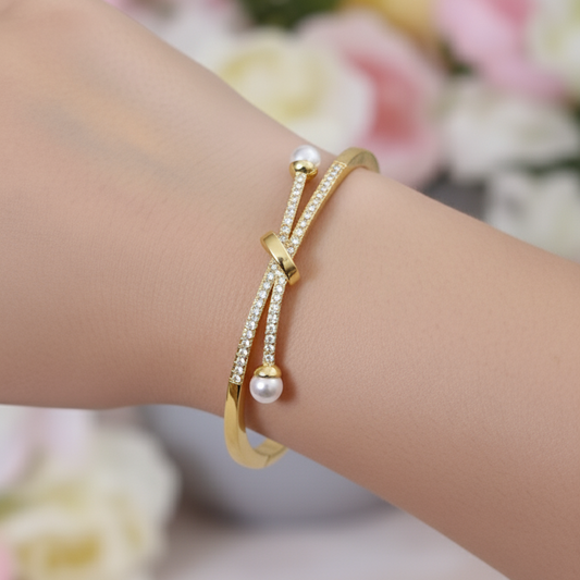 Premium Knot Pearl Anti Tarnish Adjustable Bracelet Gold