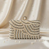 Champaign Pearl Embellished Party Clutch with Sling and Kada
