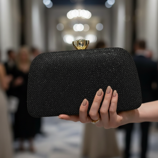 Glam and Shine: The Black Evening Clutch