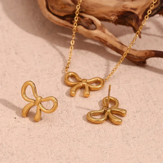 Aura Bow | Premium Korean-Inspired Pendant & Earrings Set