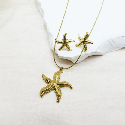 Ocean Muse | Premium Korean-Inspired Starfish Pendant & Earrings Set