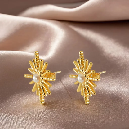 Solaris Pearl | Premium Anti-Tarnish Sunburst Pendant & Earrings Set