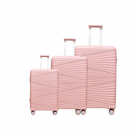 Vayaa 02 Rose Gold Luggage Set: Durable & Secure PP Trolley with 7-Year Warranty