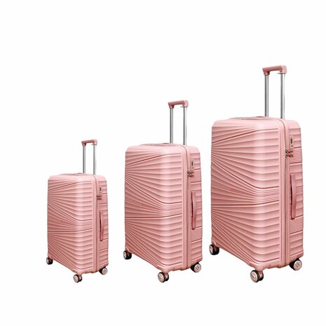 Vayaa 02 Rose Gold Luggage Set: Durable & Secure PP Trolley with 7-Year Warranty