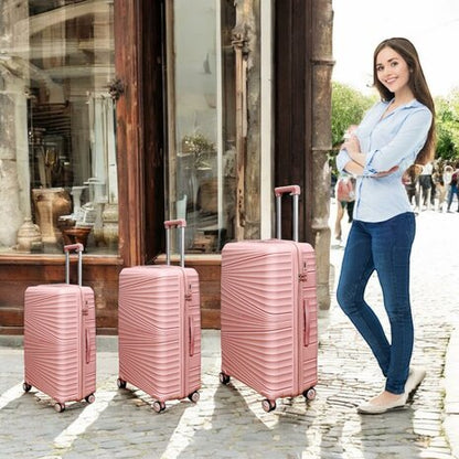 Vayaa 02 Rose Gold Luggage Set: Durable & Secure PP Trolley with 7-Year Warranty