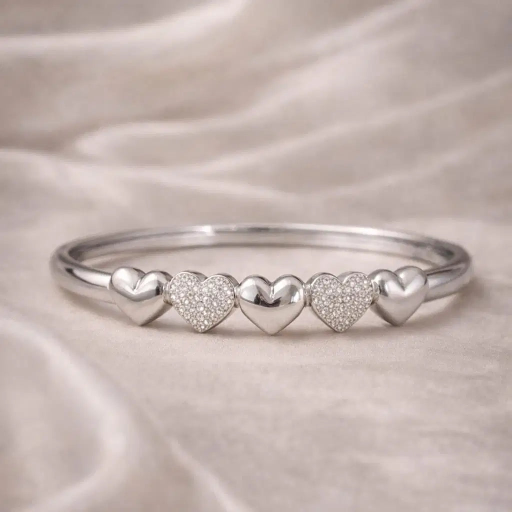 Signature Multi-Heart Infinity Bracelet – Premium Silver Edition