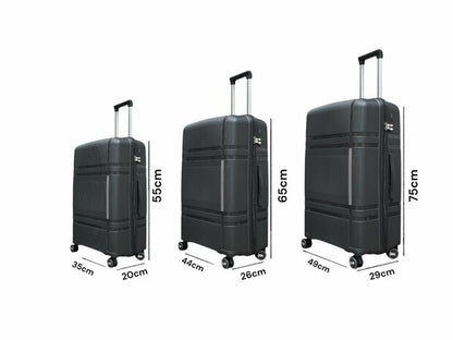 Vayaa 01 Black Luggage Set: Durable & Secure PP Trolley with 7-Year Warranty