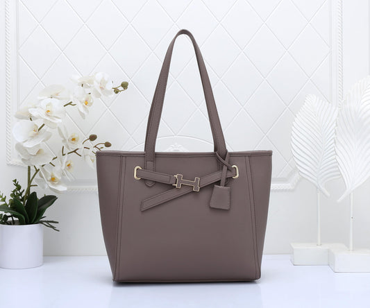 Structured Khakhi Handbag with Gold Buckle | Perfect for Everyday Style