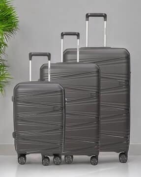 Vayaa 02 Dark Grey Luggage Set: Durable & Secure PP Trolley with 7-Year Warranty
