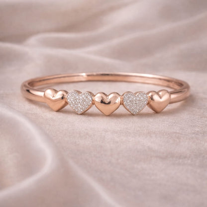 Signature Rose-Toned Multi-Heart Bracelet – Premium Edition