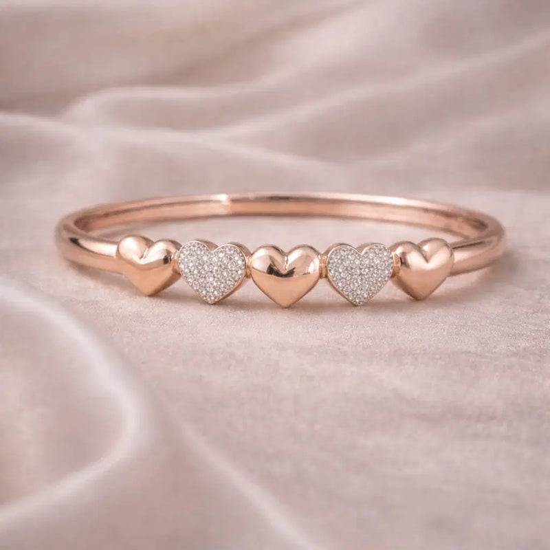 Signature Rose-Toned Multi-Heart Bracelet – Premium Edition