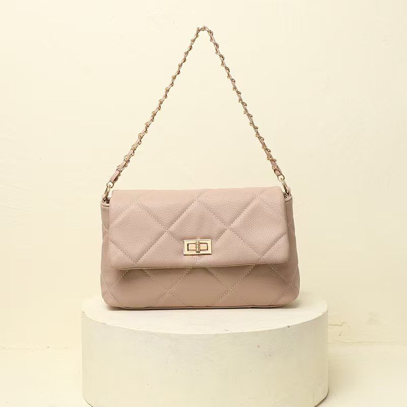 Quilted Vegan Faux Leather Cushion Bag Pink