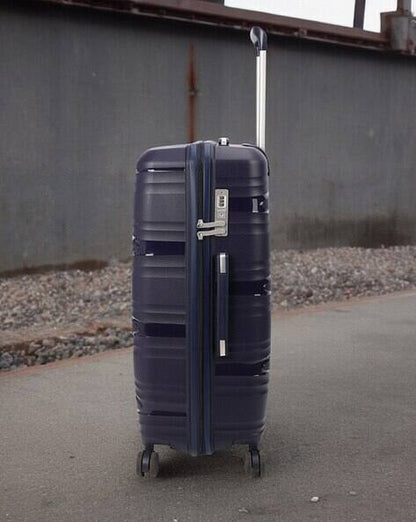 Vayaa 02 Dark Blue Luggage Set: Durable & Secure PP Trolley with 7-Year Warranty