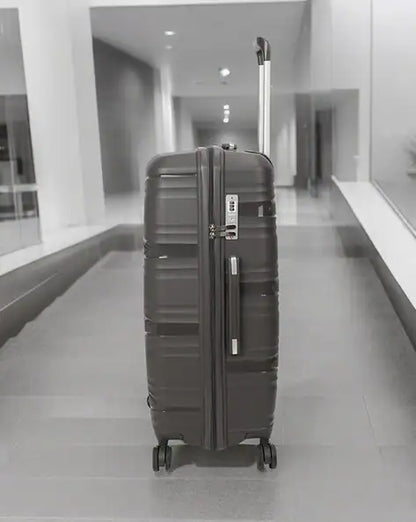 Vayaa 02 Dark Grey Luggage Set: Durable & Secure PP Trolley with 7-Year Warranty