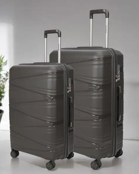 Vayaa 02 Dark Grey Luggage Set: Durable & Secure PP Trolley with 7-Year Warranty