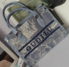 Artisanal Blue Denim Mini Flap Bag with Scenic Tapestry Design