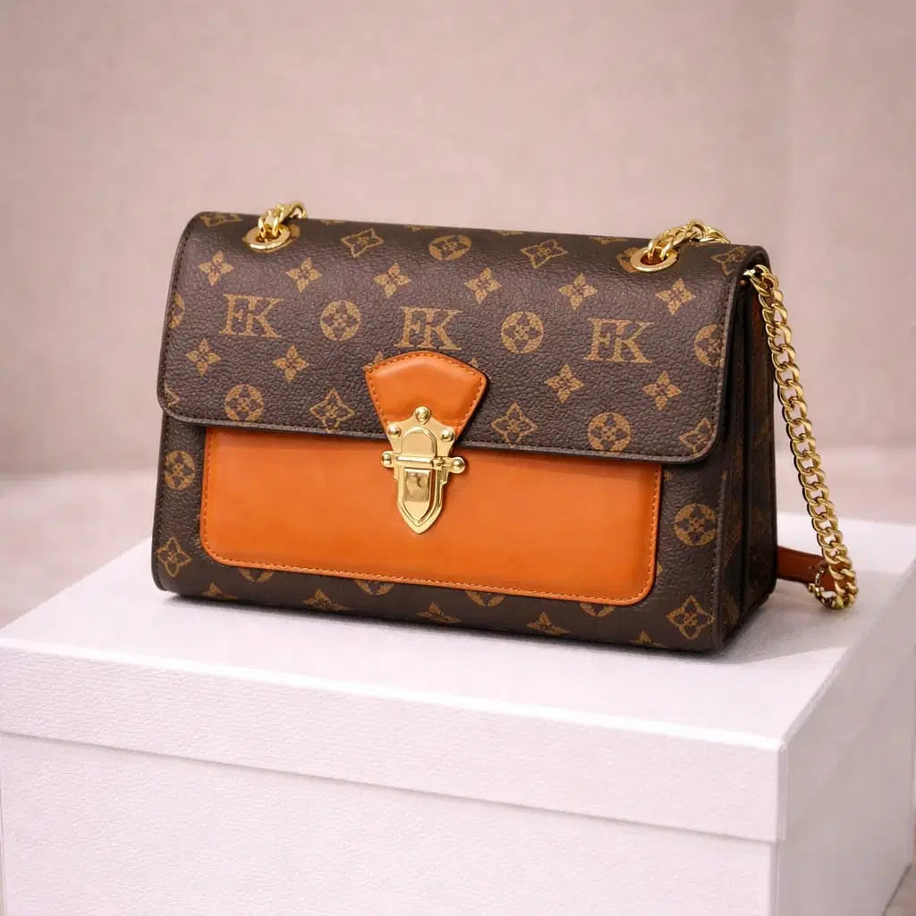 Monogram Heritage Flap Bag – Crimson Orange & Cocoa