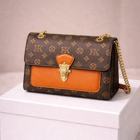 Monogram Heritage Flap Bag – Crimson Orange & Cocoa