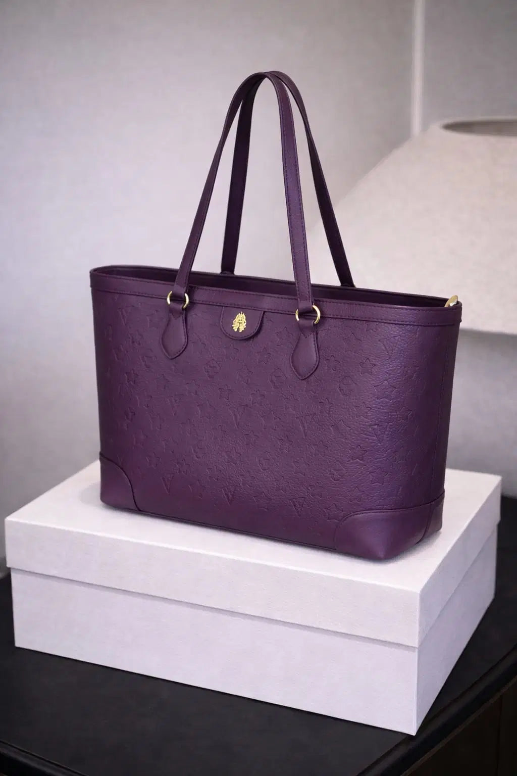 Regal Violet Embossed Luxury Tote – Premium Vegan Leather Everyday Carry