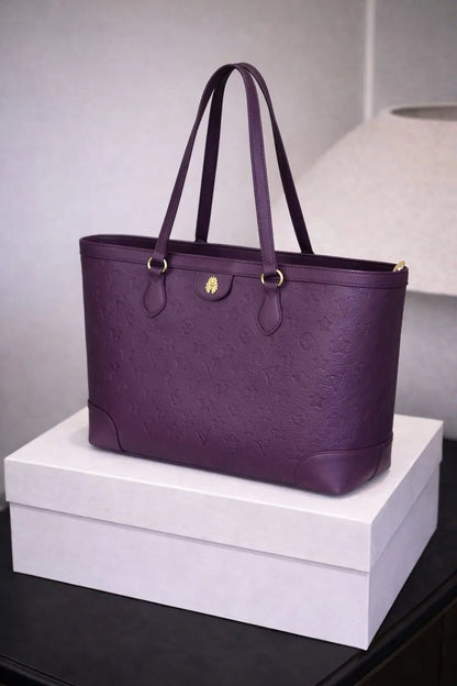 Regal Violet Embossed Luxury Tote – Premium Vegan Leather Everyday Carry