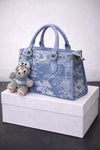 Artisanal Blue Denim Mini Flap Bag with Scenic Tapestry Design