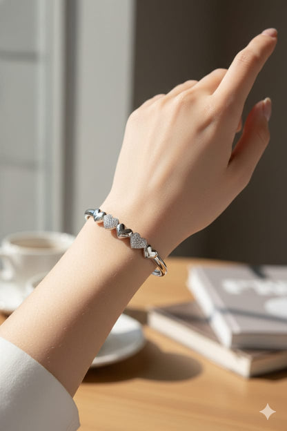 Signature Multi-Heart Infinity Bracelet – Premium Silver Edition