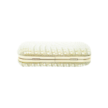 Gold Pearl Embellished Party Clutch with Sling and Kada